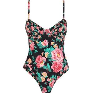 For Love & Lemons Swimwear (S) Rosewater one piece Floral Bathing Suit NWT